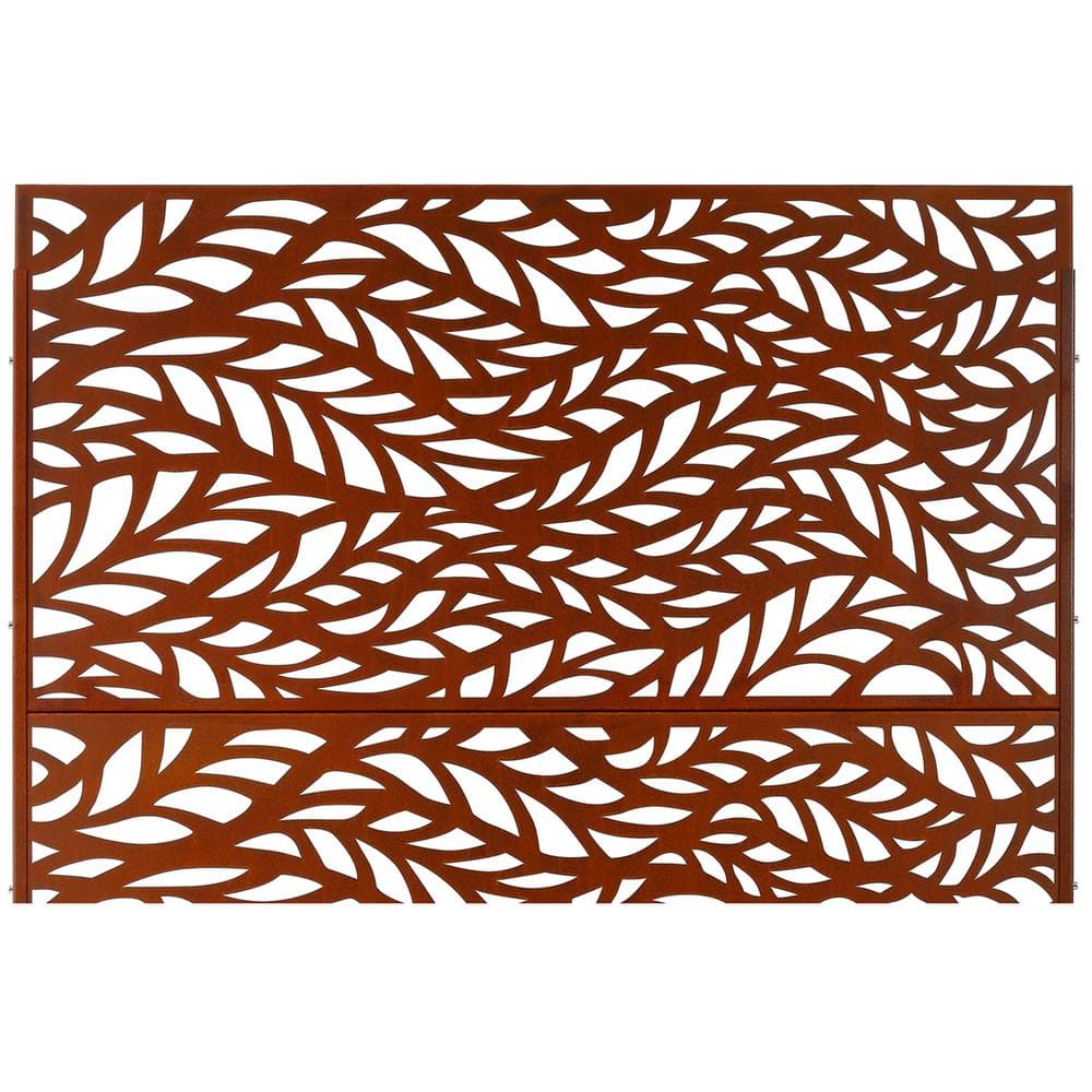 Runesay Outdoor 76 in. H x 48 in. W Metal Privacy Screen in Rust Red for Deck Balcony Patio