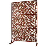 Runesay Outdoor 76 in. H x 48 in. W Metal Privacy Screen in Rust Red for Deck Balcony Patio