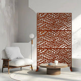 Sudzendf 76"Hx48"W Rust Red Outdoor & Indoor Metal Privacy Screen, Freestanding Decorative Privacy Screen for Deck Balcony Patio