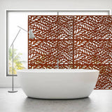 Sudzendf 76"Hx48"W Rust Red Outdoor & Indoor Metal Privacy Screen, Freestanding Decorative Privacy Screen for Deck Balcony Patio