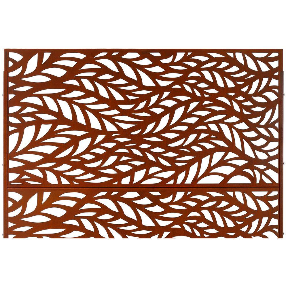 Sudzendf 76"Hx48"W Rust Red Outdoor & Indoor Metal Privacy Screen, Freestanding Decorative Privacy Screen for Deck Balcony Patio