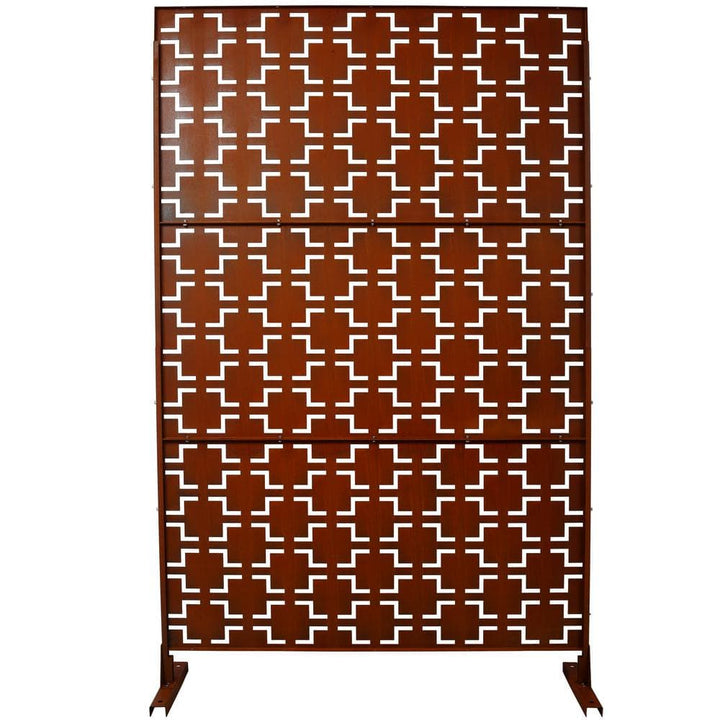 Sudzendf Outdoor and Indoor Freestanding Decorative Privacy Screen Metal Privacy Screen, Fence Panels in Rust Red