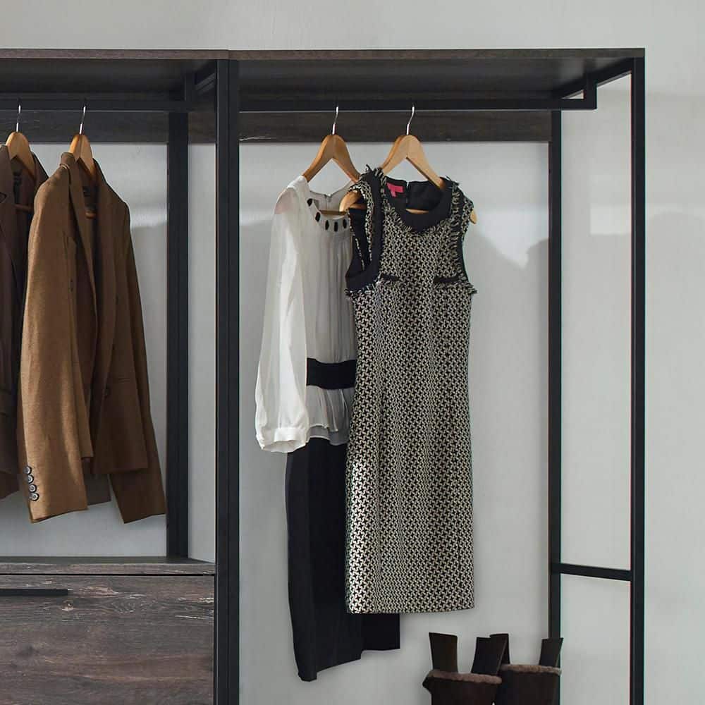Klair Living Monica 143 in. W Rustic Gray Walk in Wood Closet System