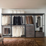 Klair Living Monica 143 in. W Rustic Gray Walk in Wood Closet System