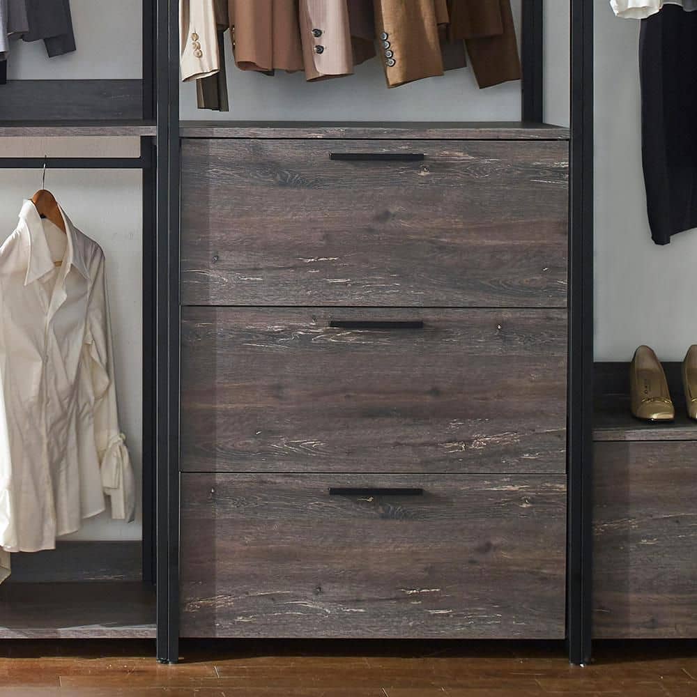 Klair Living Monica 143 in. W Rustic Gray Walk in Wood Closet System
