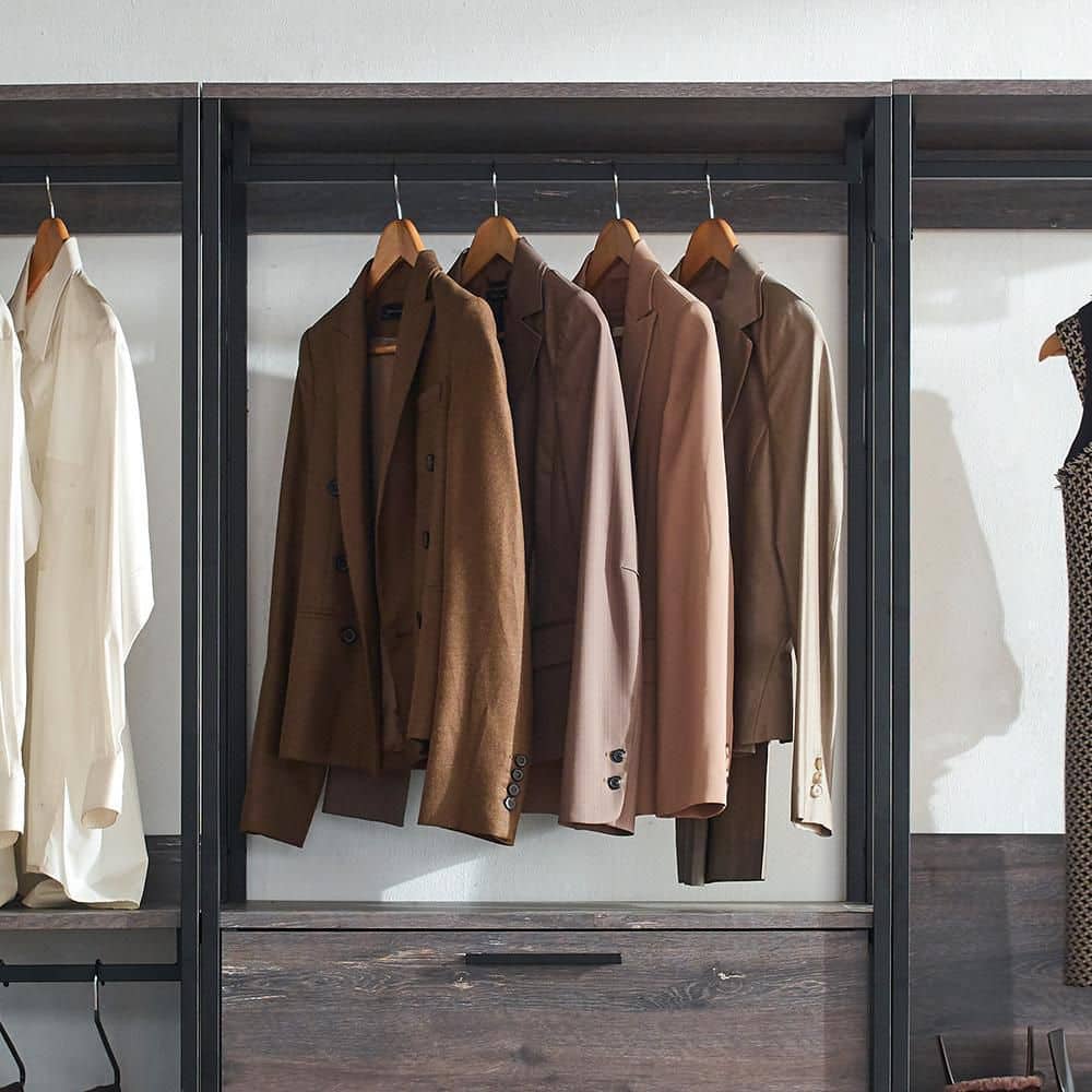 Klair Living Monica 96 in. W Rustic Gray Walk-in Wood Closet System