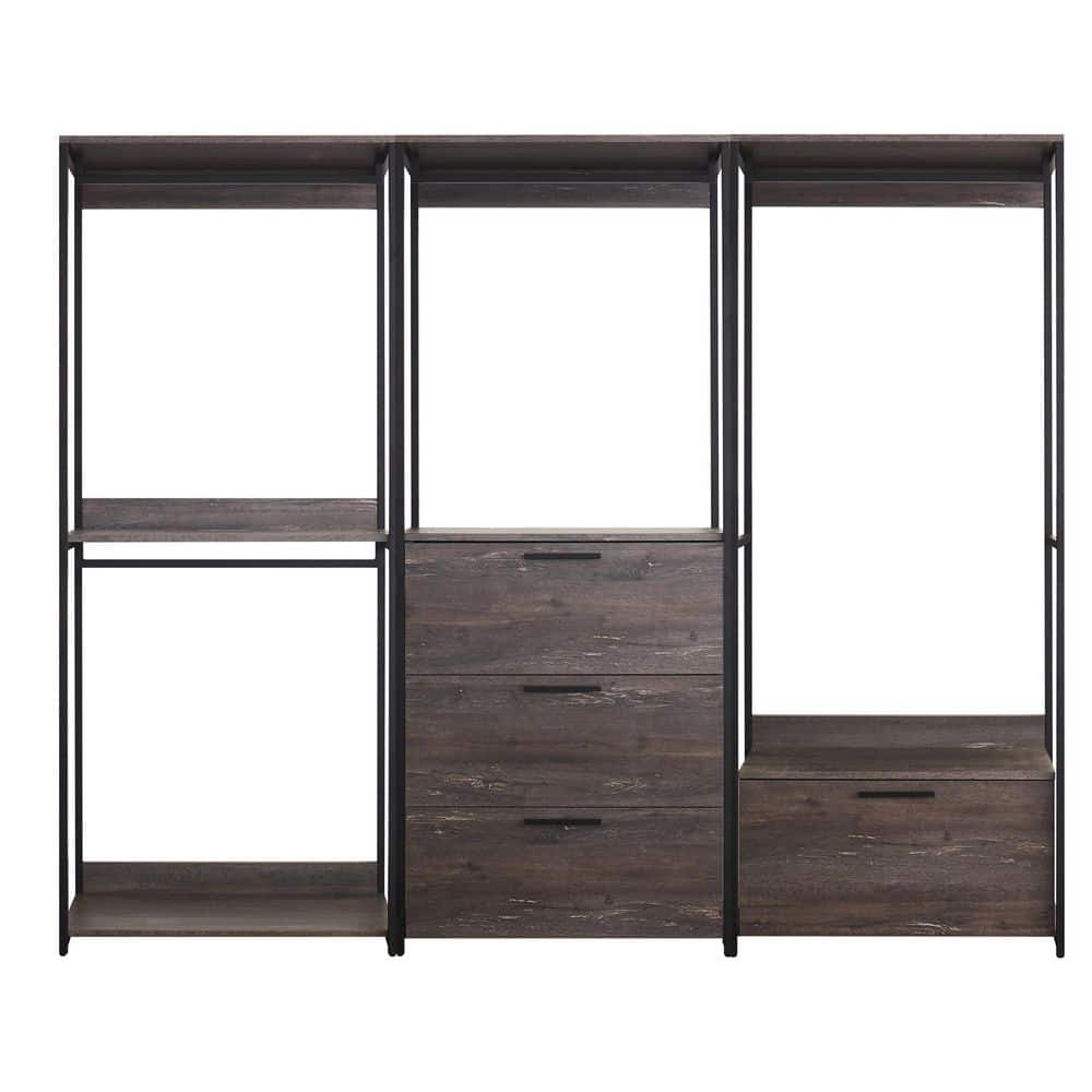 Klair Living Monica 96 in. W Rustic Gray Walk-in Wood Closet System