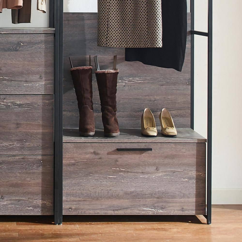 Klair Living Monica 96 in. W Rustic Gray Walk-in Wood Closet System