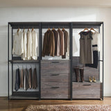 Klair Living Monica 96 in. W Rustic Gray Walk-in Wood Closet System