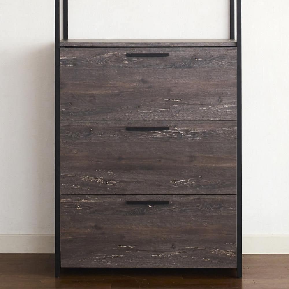 Klair Living Monica 32 in. W Rustic Gray Wood Closet System Walk-in Closet With 3-Drawers