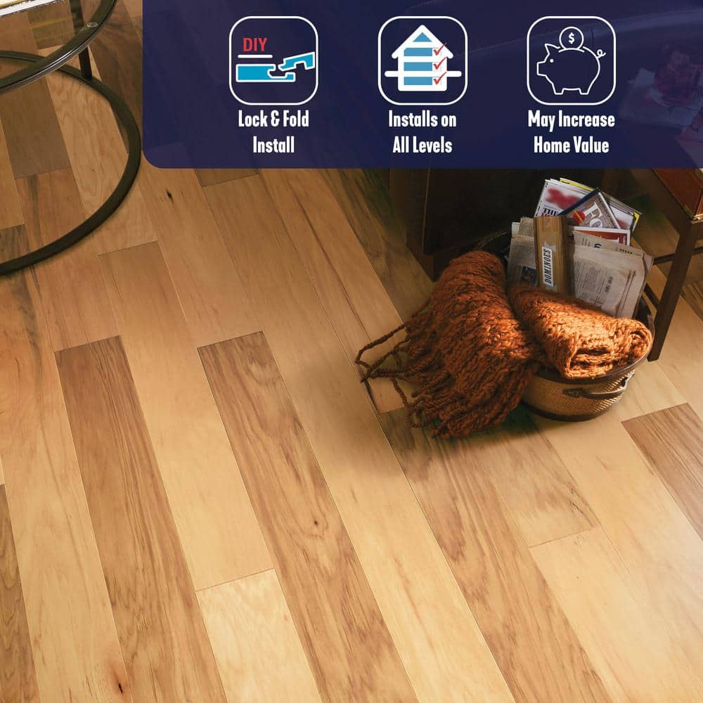 Bruce American Home Rustic Natural Hickory 3/8 in. T x 5 in. W T+G Smooth Engineered Hardwood Flooring (22 sq.ft./ctn)