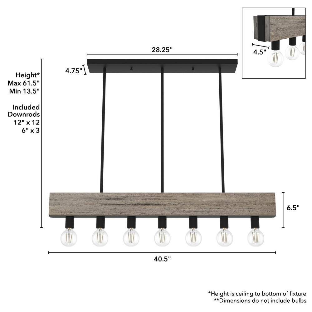 Hunter Donelson 7 Light Rustic Iron Linear Chandelier Kitchen Light