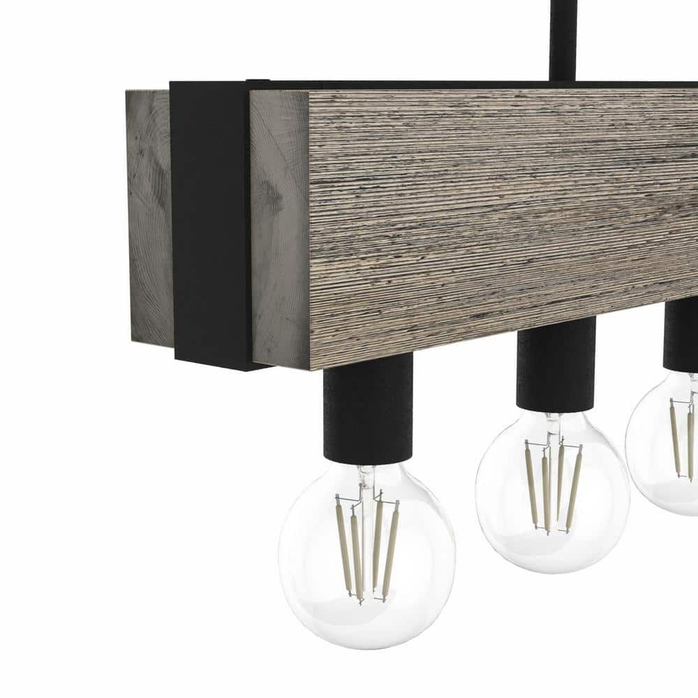 Hunter Donelson 7 Light Rustic Iron Linear Chandelier Kitchen Light