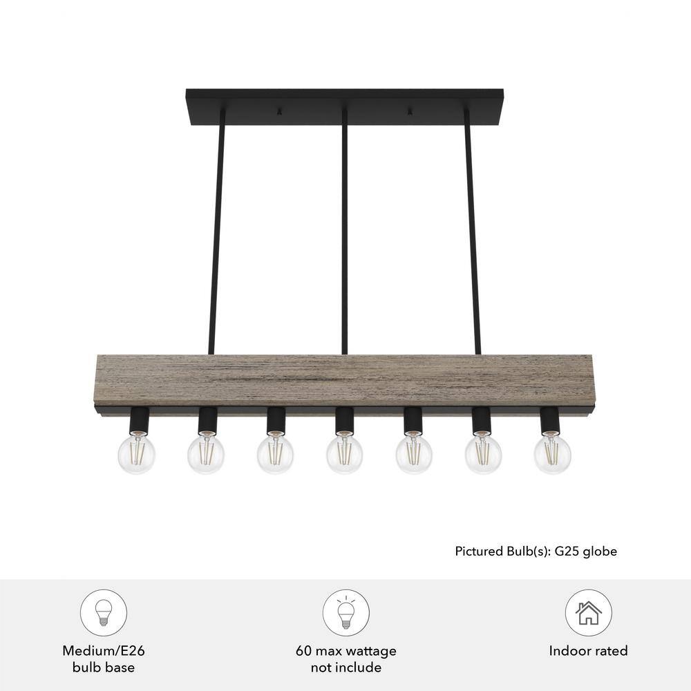 Hunter Donelson 7 Light Rustic Iron Linear Chandelier Kitchen Light