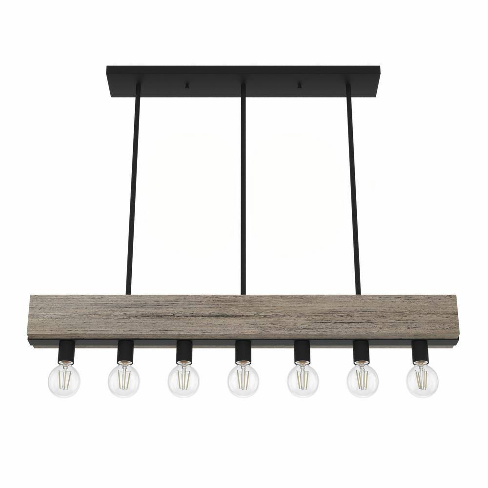 Hunter Donelson 7 Light Rustic Iron Linear Chandelier Kitchen Light