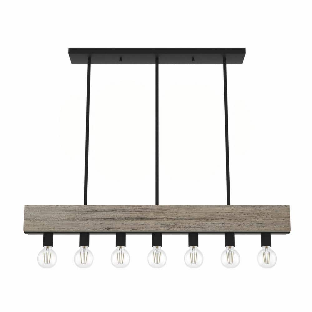 Hunter Donelson 7 Light Rustic Iron Linear Chandelier Kitchen Light