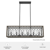 Hunter Chevron 6-Light Rustic Iron Billiard Chandelier with Clear Seeded Glass Shade