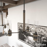 Hunter River Mill 3-Light Rustic Iron Island Chandelier with Clear Seeded Glass Shades