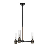 Hunter River Mill 3-Light Rustic Iron Island Chandelier with Clear Seeded Glass Shades