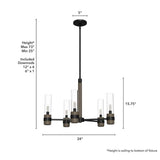 Hunter River Mill 5-Light Rustic Iron Candlestick Chandelier with Clear Seeded Glass Shades