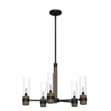 Hunter River Mill 5-Light Rustic Iron Candlestick Chandelier with Clear Seeded Glass Shades