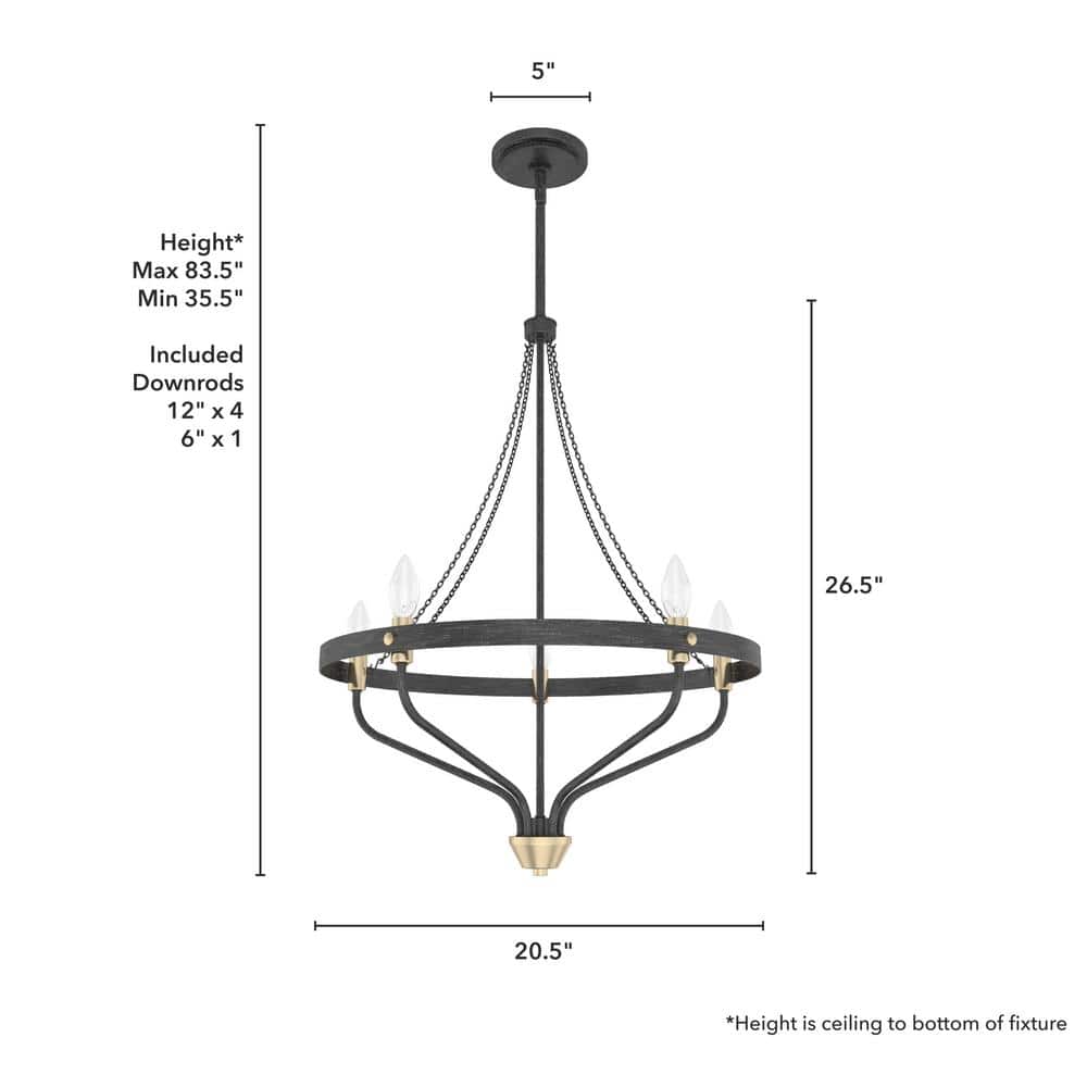 Hunter Merlin 5-Light Rustic Iron Wagon Wheel Chandelier