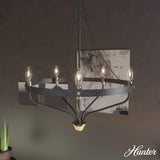 Hunter Merlin 5-Light Rustic Iron Wagon Wheel Chandelier