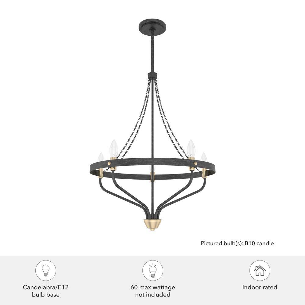 Hunter Merlin 5-Light Rustic Iron Wagon Wheel Chandelier