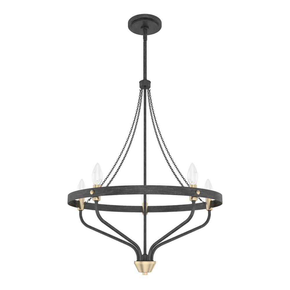 Hunter Merlin 5-Light Rustic Iron Wagon Wheel Chandelier