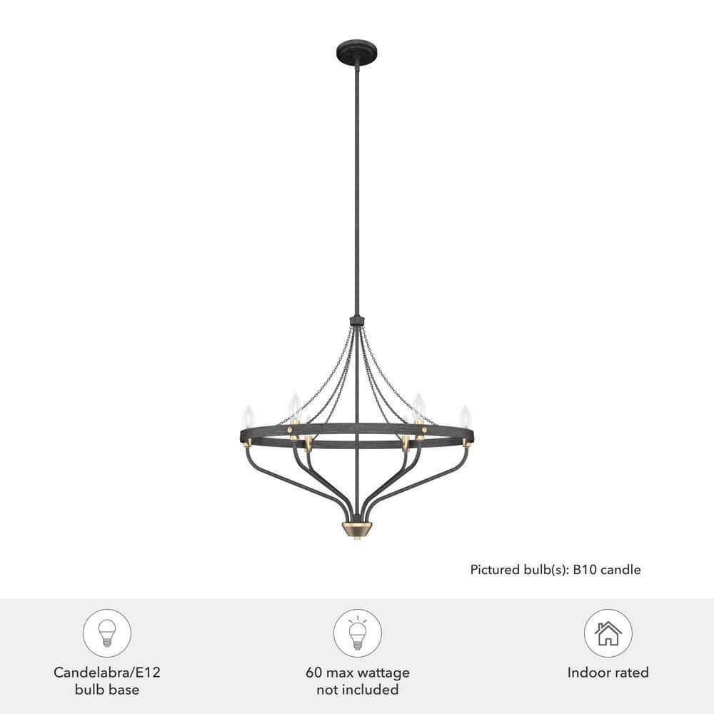Hunter Merlin 6-Light Rustic Iron Wagon Wheel Chandelier