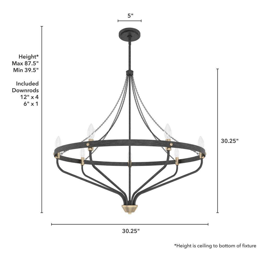 Hunter Merlin 7-Light Rustic Iron Wagon Wheel Chandelier