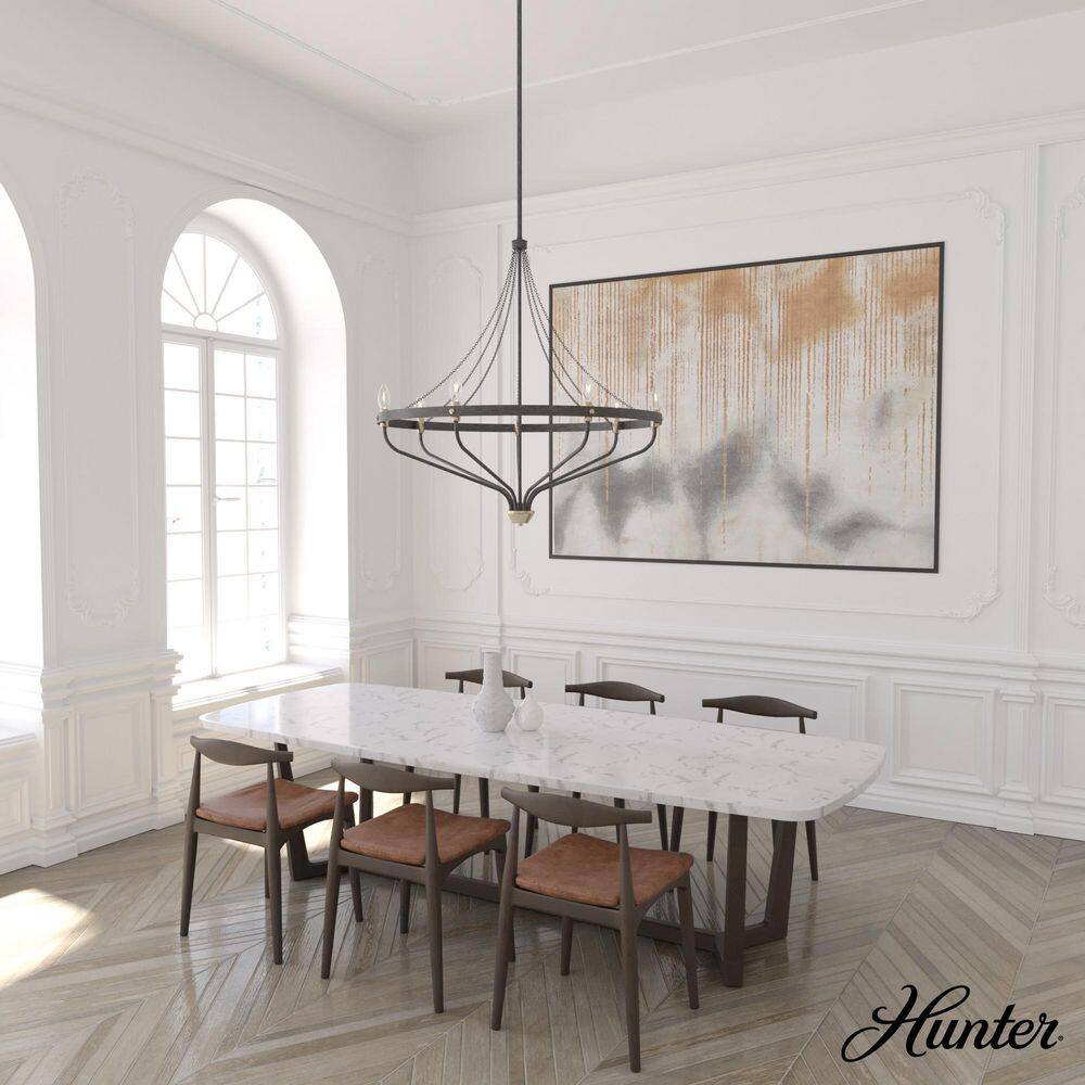 Hunter Merlin 7-Light Rustic Iron Wagon Wheel Chandelier