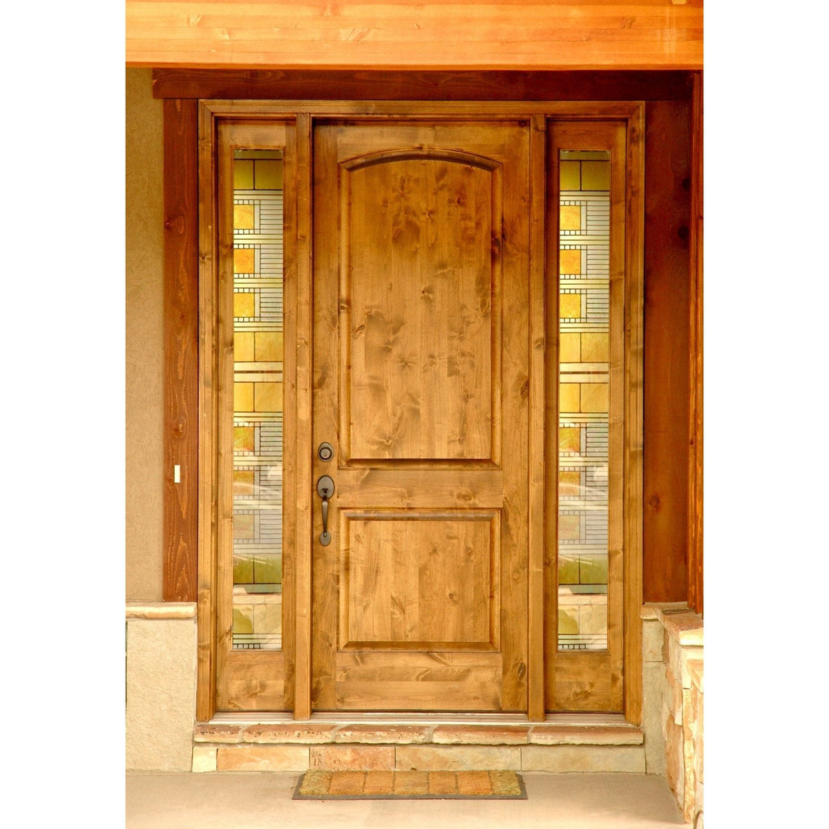 Krosswood Doors 42 in. x 96 in. Rustic Knotty Alder Arch Top Clear Stain Right-Hand Inswing Wood Single Prehung Front Door