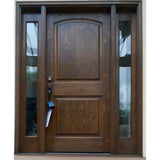 Krosswood Doors 30 in. x 96 in. Rustic Knotty Alder Arch Top Provincial Stain Left-Hand Inswing Wood Single Prehung Front Door