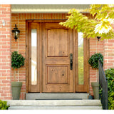 Krosswood Doors 32 in. x 80 in. Rustic Knotty Alder Arch Top Provincial Stain Left-Hand Inswing Wood Single Prehung Front Door