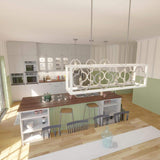 Hunter Gablecrest 4 Light Concrete Rustic White Linear Chandelier Kitchen Light