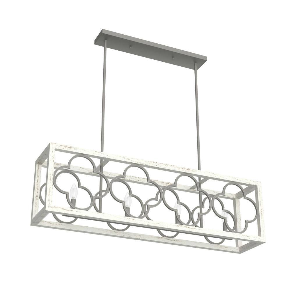 Hunter Gablecrest 4 Light Concrete Rustic White Linear Chandelier Kitchen Light