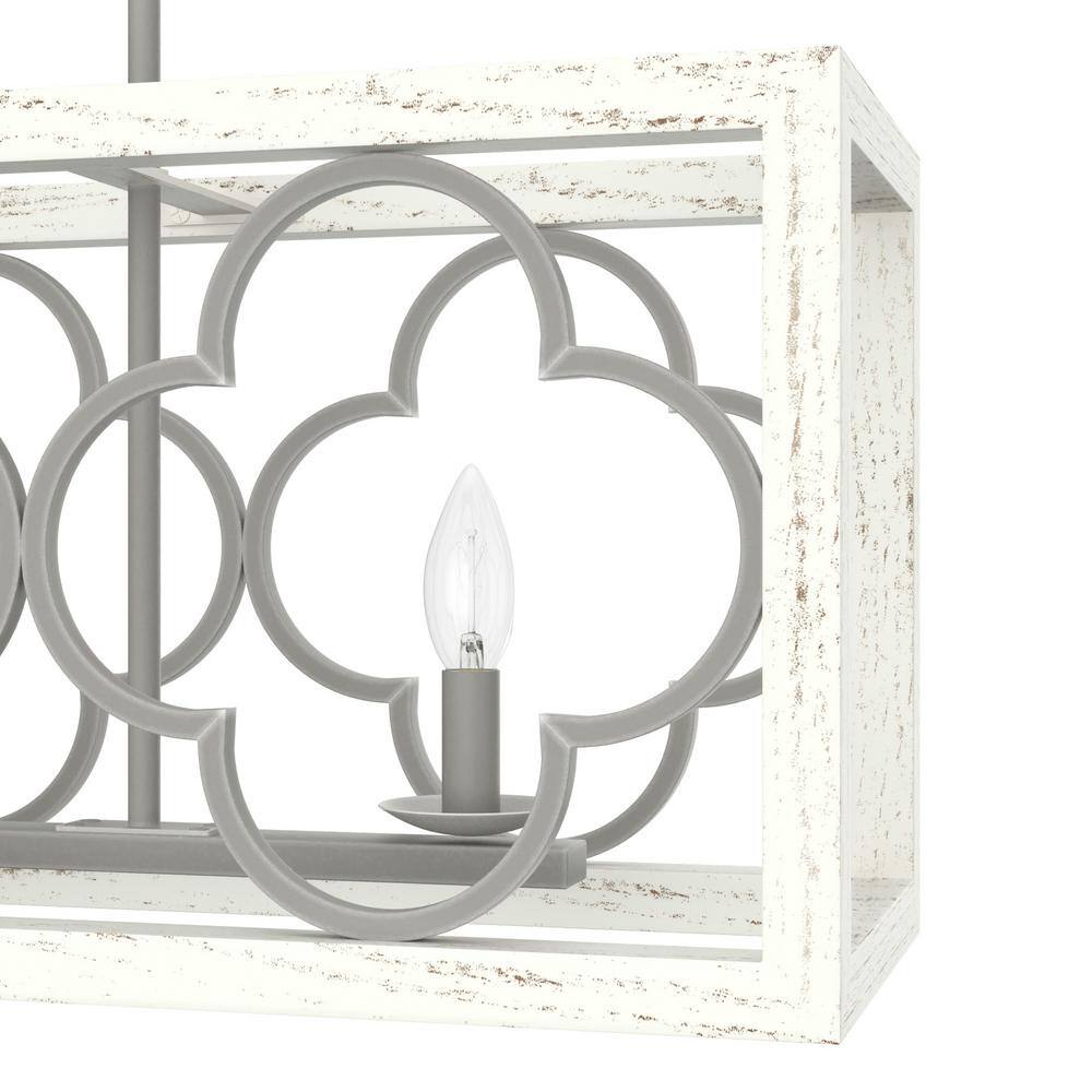 Hunter Gablecrest 4 Light Concrete Rustic White Linear Chandelier Kitchen Light