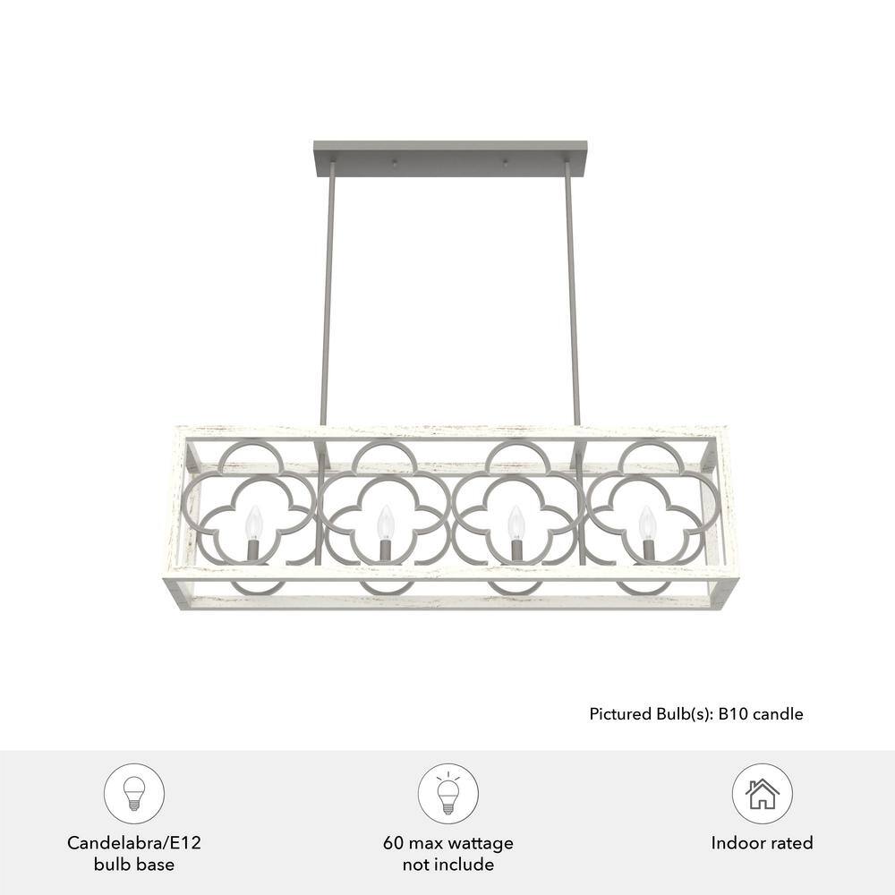 Hunter Gablecrest 4 Light Concrete Rustic White Linear Chandelier Kitchen Light