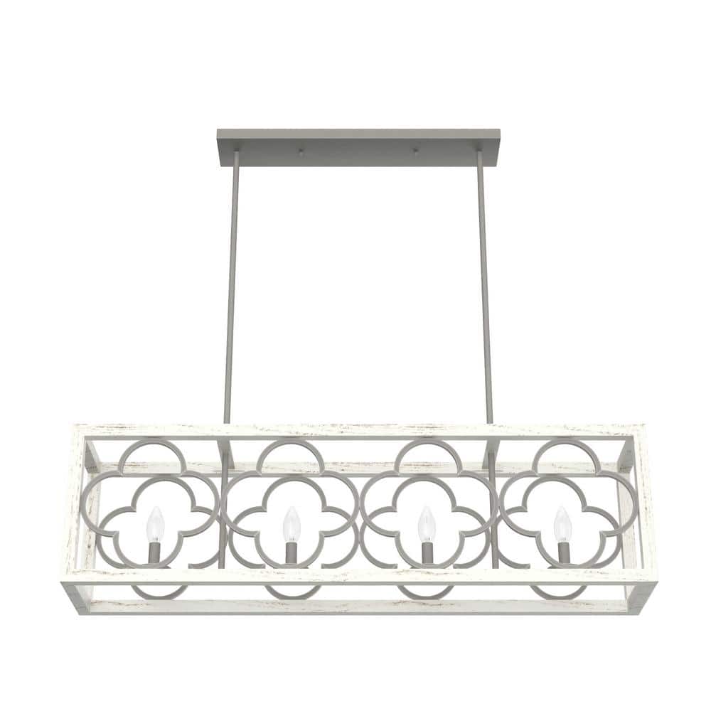 Hunter Gablecrest 4 Light Concrete Rustic White Linear Chandelier Kitchen Light