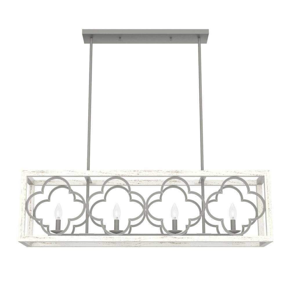 Hunter Gablecrest 4 Light Concrete Rustic White Linear Chandelier Kitchen Light