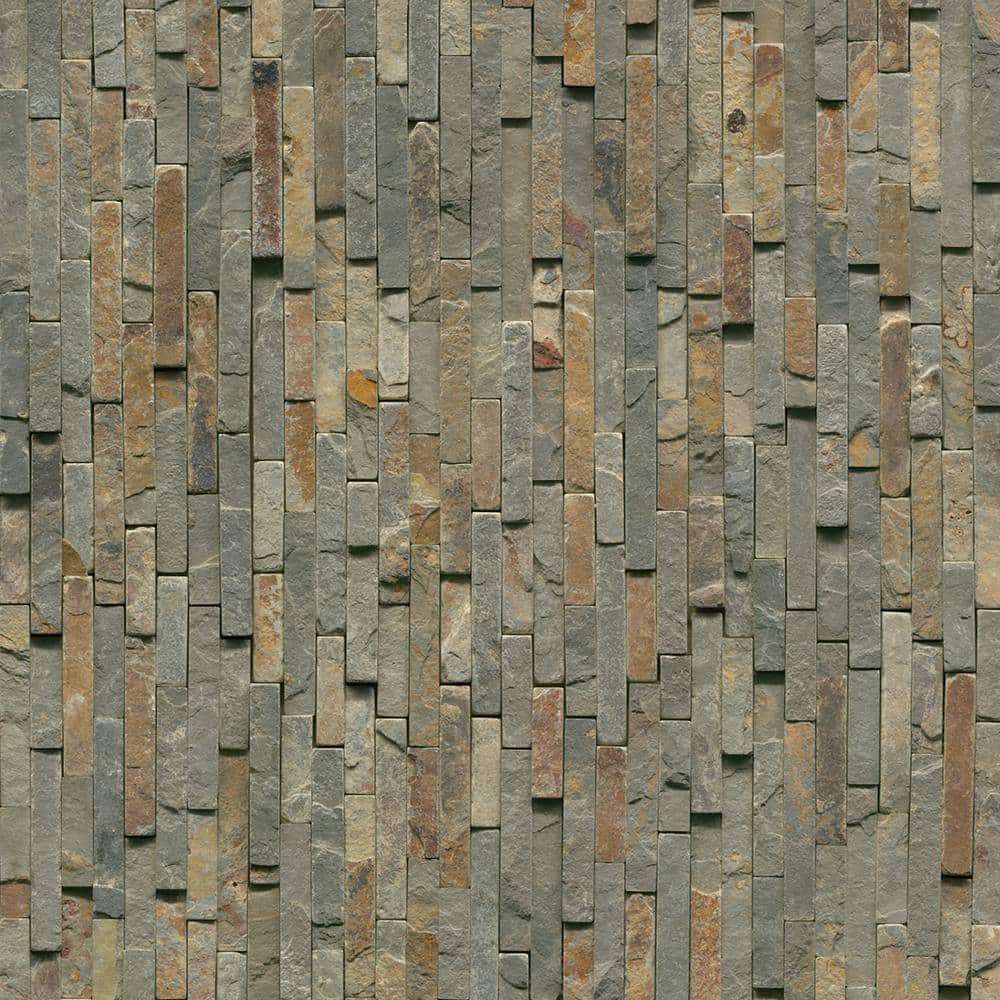MSI Rustique Interlocking 8 in. x 18 in. x 10mm Textured Slate Mesh-Mounted Mosaic Wall Tile (10 sq. ft. / Case)