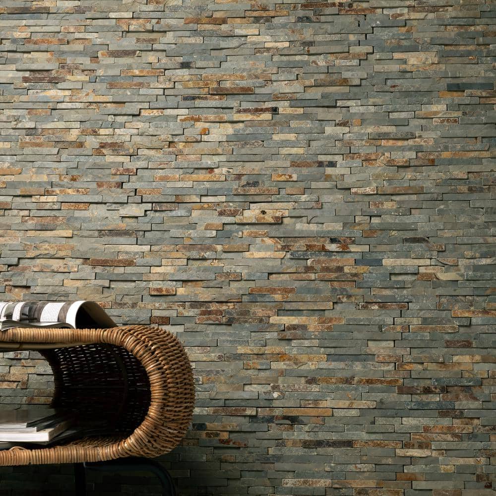 MSI Rustique Interlocking 8 in. x 18 in. x 10mm Textured Slate Mesh-Mounted Mosaic Wall Tile (10 sq. ft. / Case)