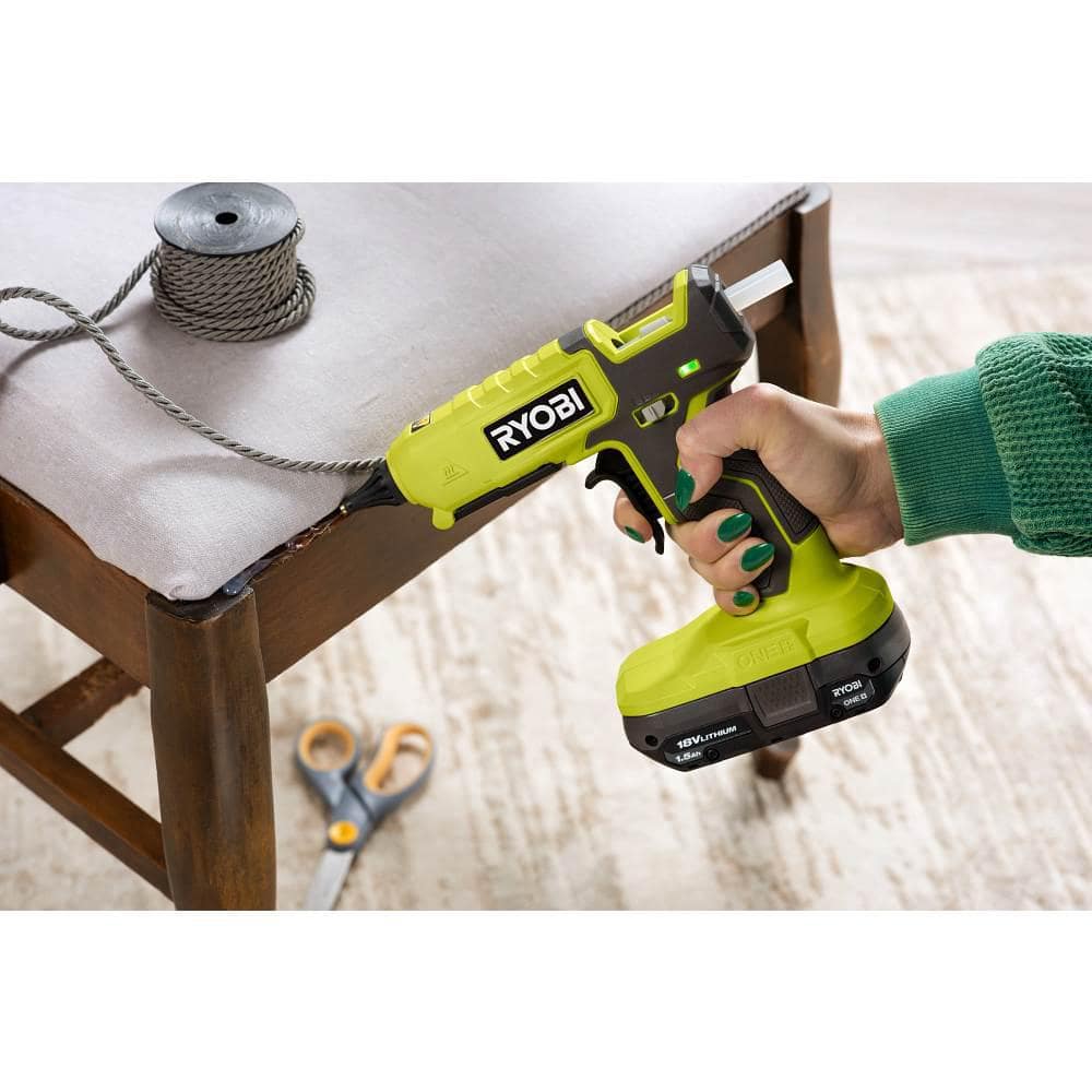 RYOBI ONE+ 18V Cordless Dual Temperature Glue Gun (Tool-Only) with Extra 1/2 in. Glue Sticks (24-Pack)