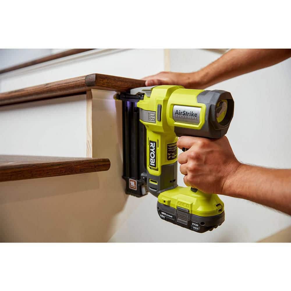 RYOBI ONE+ 18V Cordless 18-Gauge Brad Nailer with 16-Gauge Straight Finish Nailer, 2.0 Ah Battery, and Charger