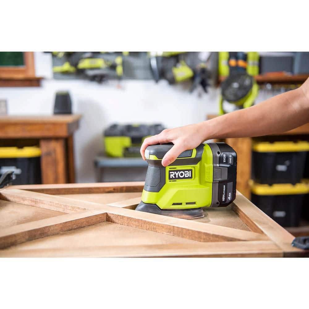 RYOBI ONE+ 18V 18-Gauge Cordless AirStrike Brad Nailer with Cordless Corner Cat Finish Sander