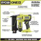 RYOBI ONE+ 18V 18-Gauge Cordless AirStrike Brad Nailer with Cordless Jig Saw
