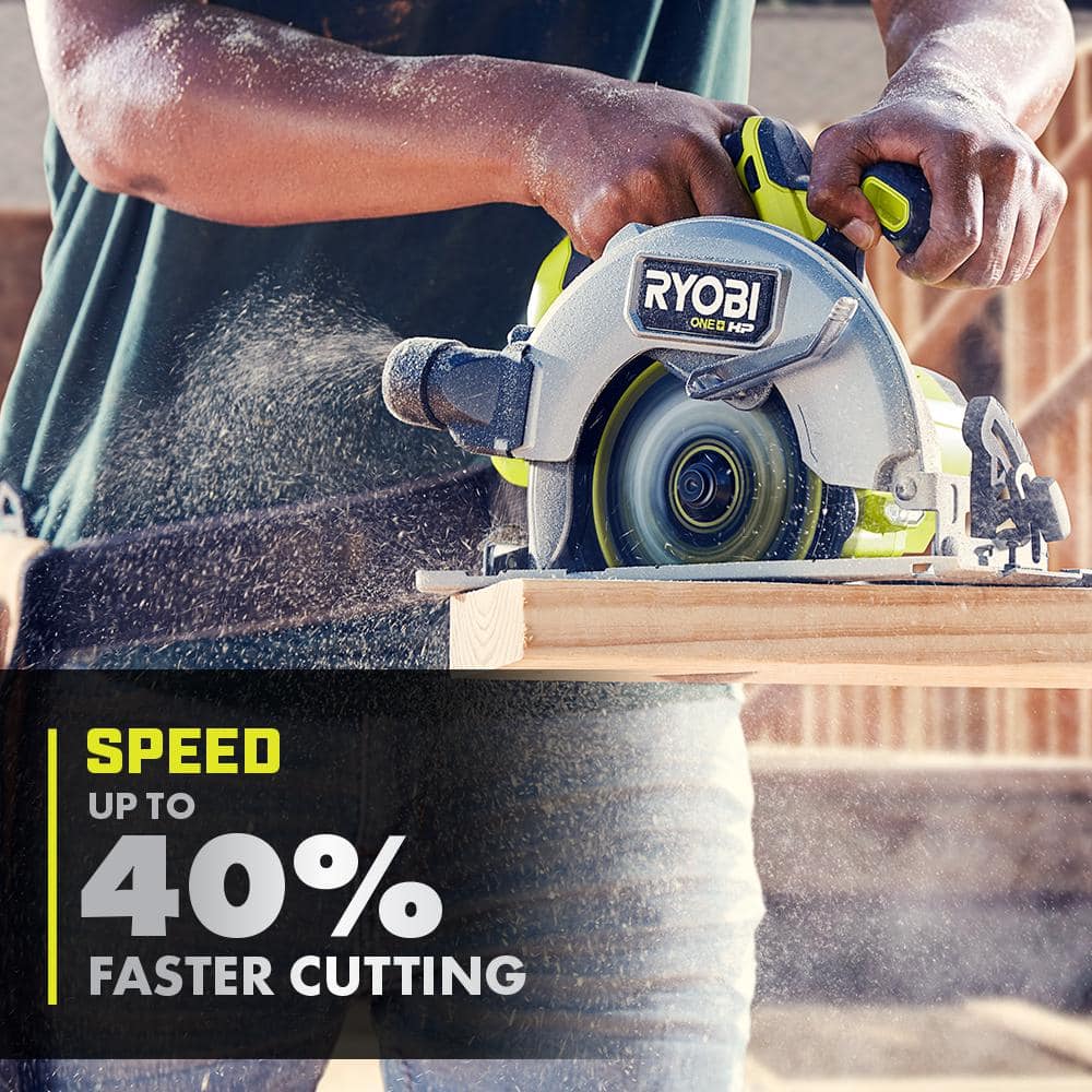 RYOBI ONE+ HP 18V Brushless Cordless 7-1/4 in. Circular Saw (Tool Only) with Carbide Thin Kerf Circular Saw Blade (1-Piece)