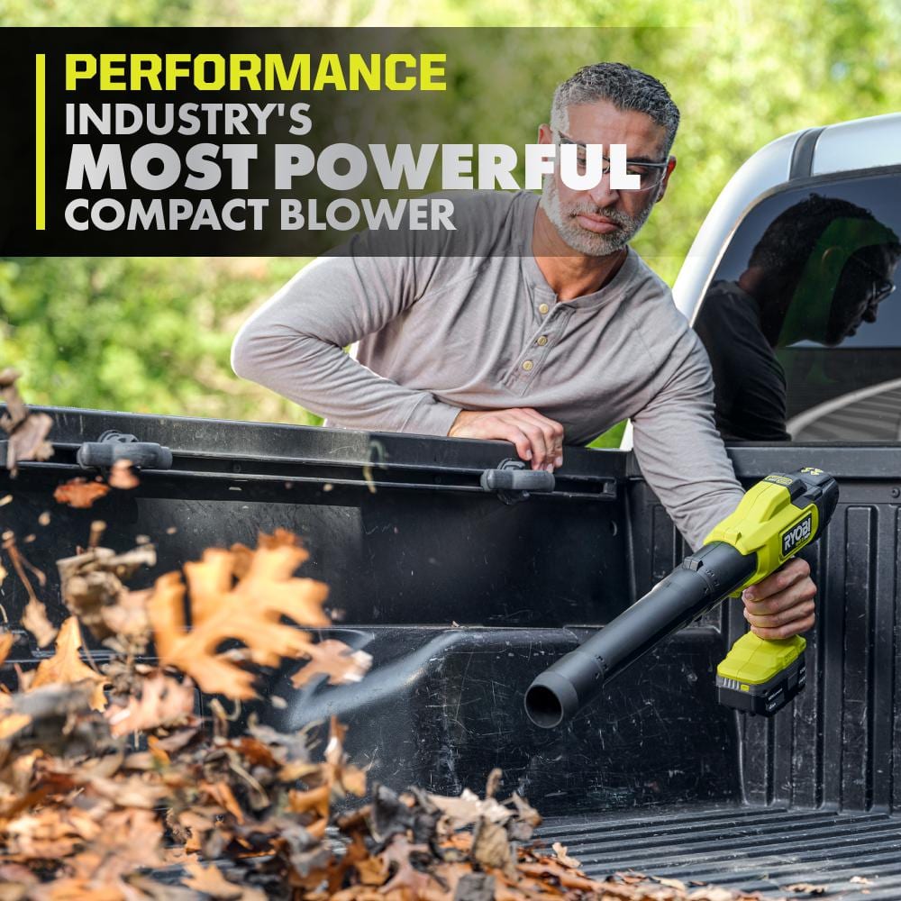 RYOBI ONE+ HP 18V Brushless Cordless 220 CFM 140 MPH Compact Blower with 4.0 Ah Battery & Charger
