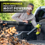 RYOBI ONE+ HP 18V Brushless Cordless 220 CFM 140 MPH Compact Blower with 4.0 Ah Battery & Charger
